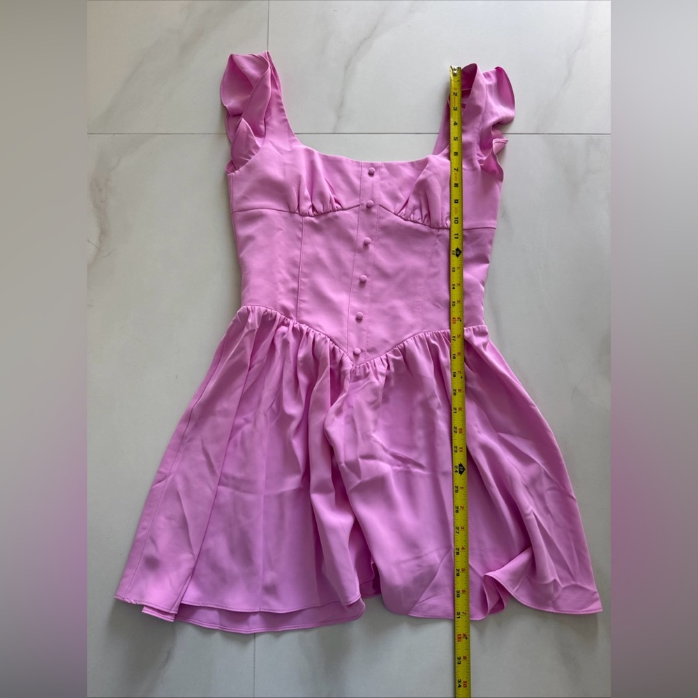 AMANDA UPRICHARD Holland Flutter Sleeve Mini Dress Pink Size S NWT - Picture 8 of 10